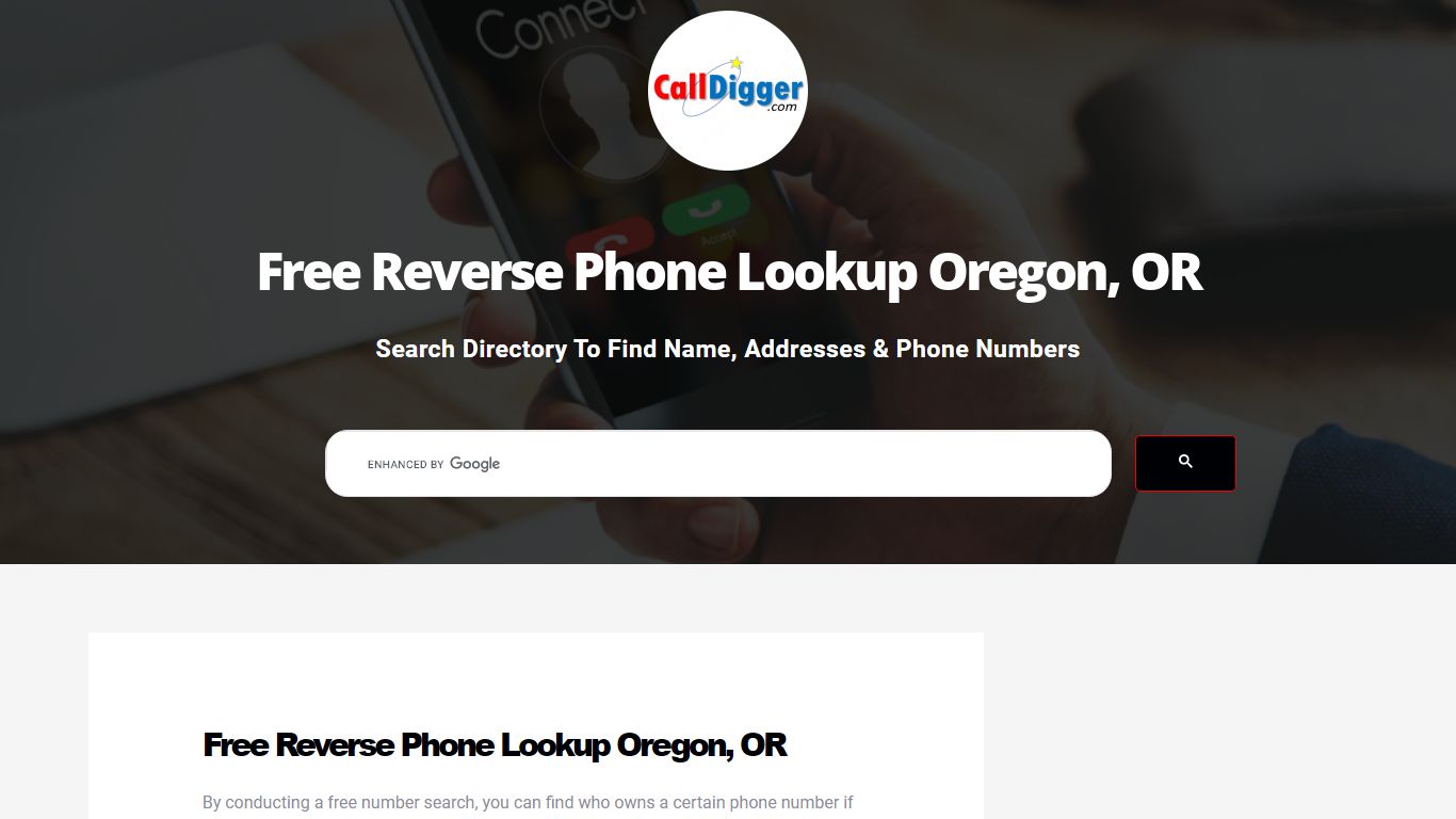 Free Reverse Phone Lookup Oregon, OR - calldigger.com