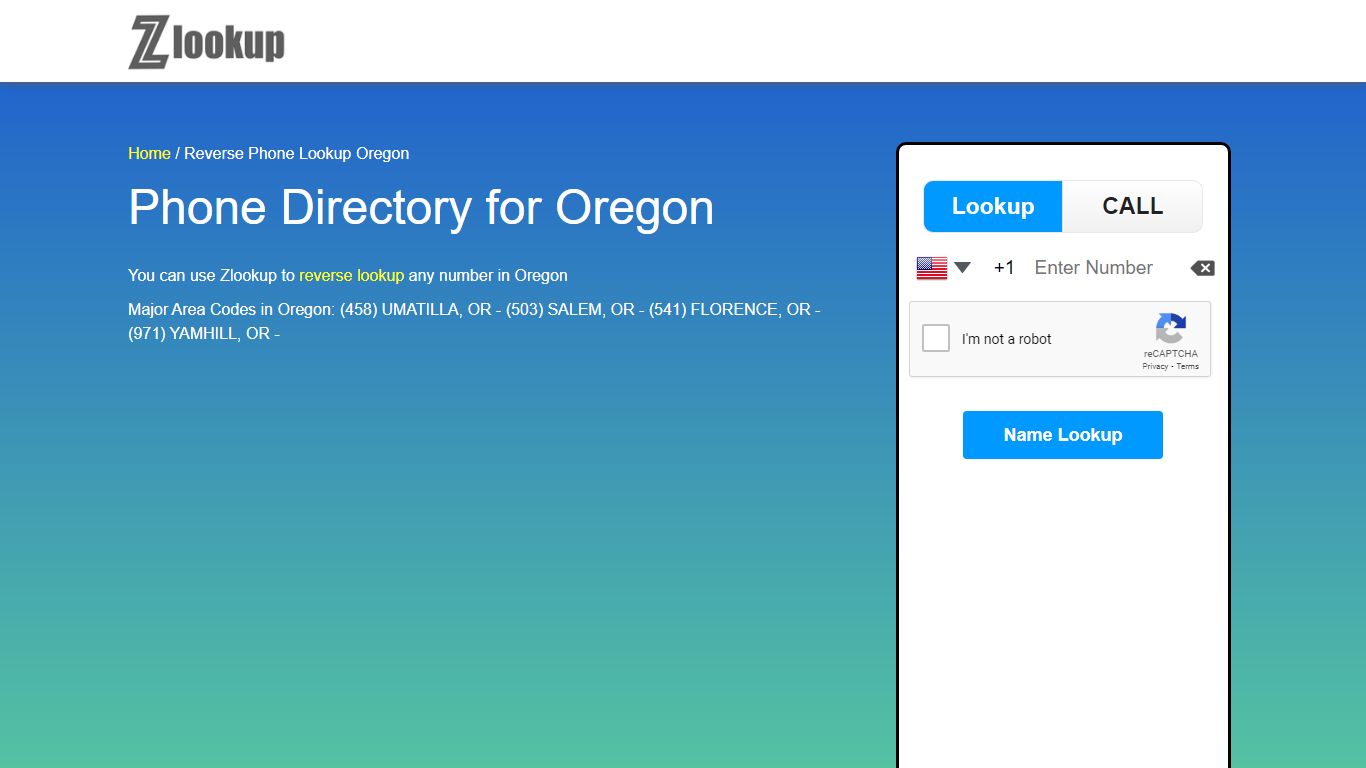 Reverse Phone Lookup Oregon | ZLOOKUP